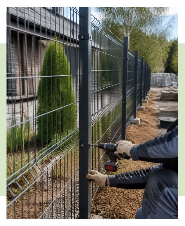 Монтаж забора из 3Д панелей под ключ для участка в Пыти-Яхах